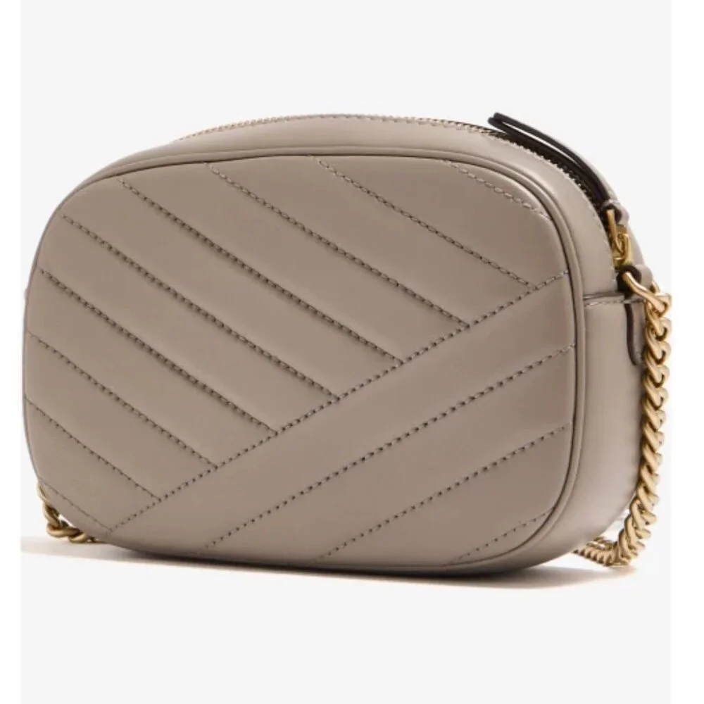 Tory Burch Kira Small Chevron Crossbody Camera Bag - Taupe - Picture 7 of 17